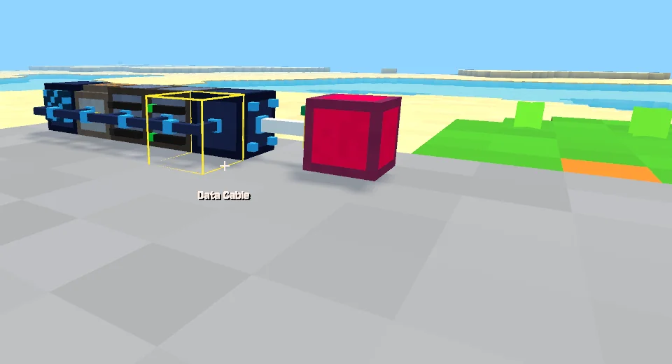 Digital storage blocks joined by data cable.